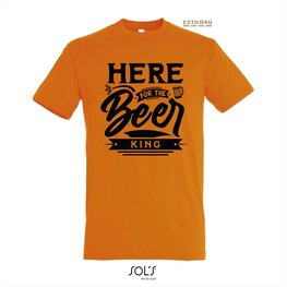 SOL'S Regent T-shirt: Here for the Beer King zwart