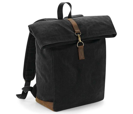 Rugzak van heritage gewaxte canvas - Zwart