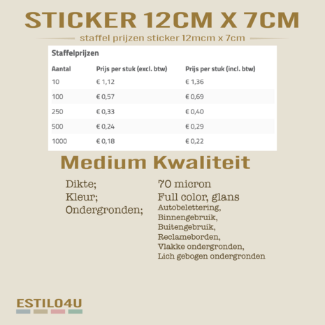 Medium kwaliteit sticker 12cm x 7cm
