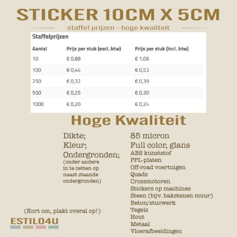 Hoge kwaliteit Sticker 10cm x 5cm