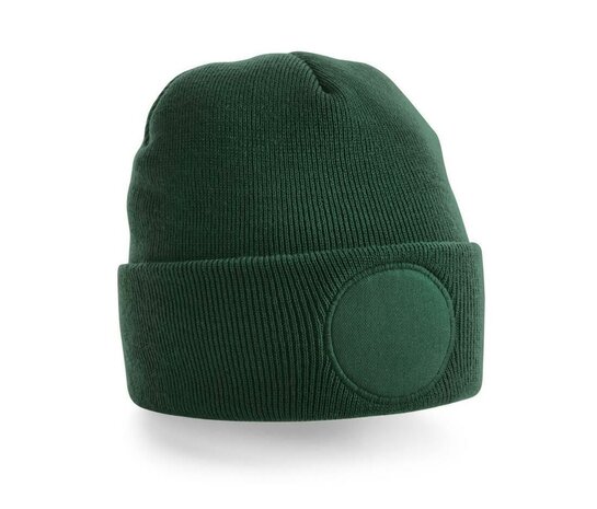  Circular Patch Beanie Bottle Green