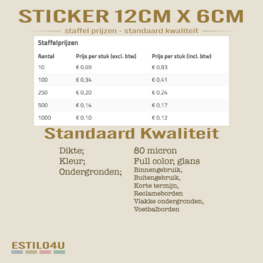 Standaardkwaliteit sticker 12cm x 6cm Standaardkwaliteit sticker 12cm x 6cm