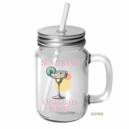 Sun & Sand a margarita in hand - Mason Jar 12oz Sun & Sand a margarita in hand - Mason Jar 12oz