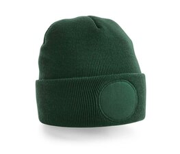 Circular Patch Beanie Bottle Green