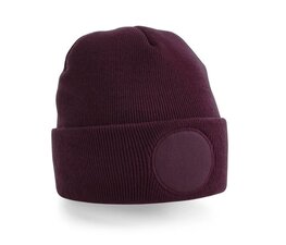 Circular Patch Beanie Burgundy