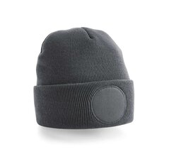 Circular Patch Beanie Graphite Grey