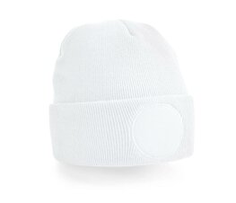 Circular Patch Beanie White