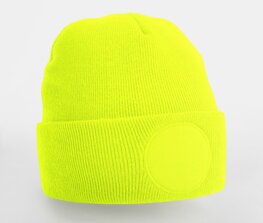 Circular Patch Beanie Fluorescent Yellow